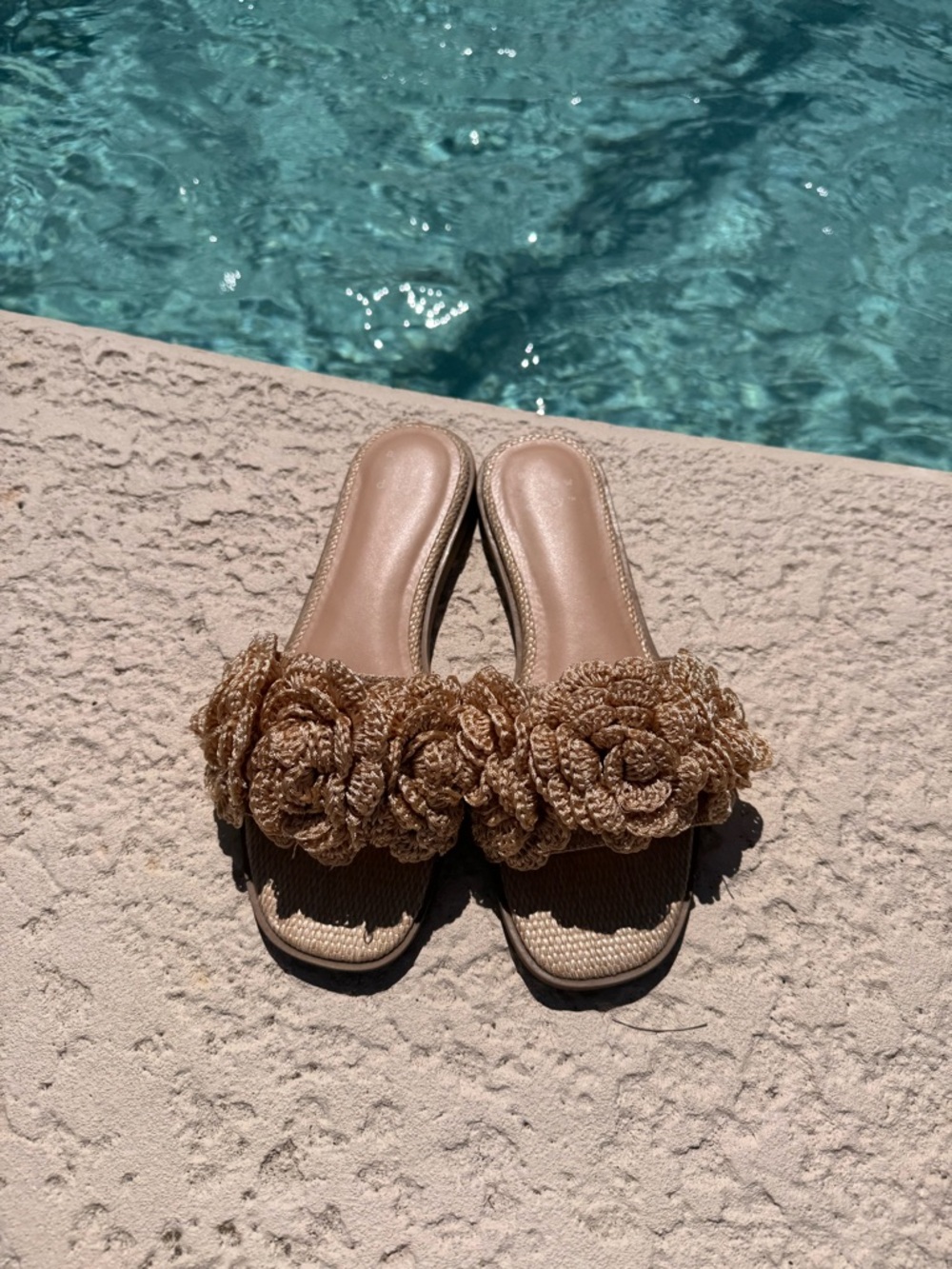 a new day Tan Braided Floral Slide Mules